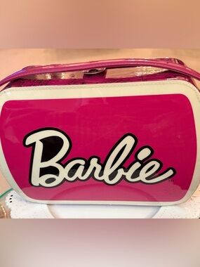 Barbie Pink and White Logo Cosmetic Bag